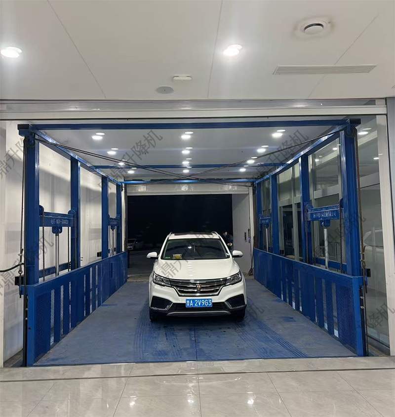 8米升程4缸8柱重型导轨式汽车货梯，高效稳定解决垂直运输难题(图1)